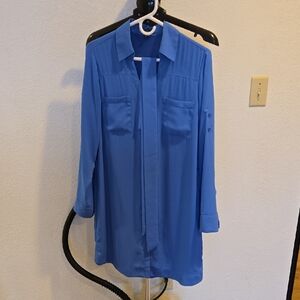 Express Blue Long Sleeve Dress